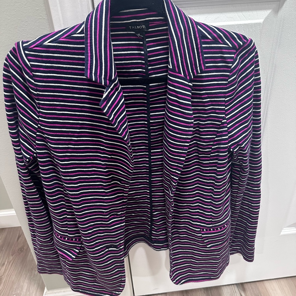 Talbots Pink and Navy Striped Top